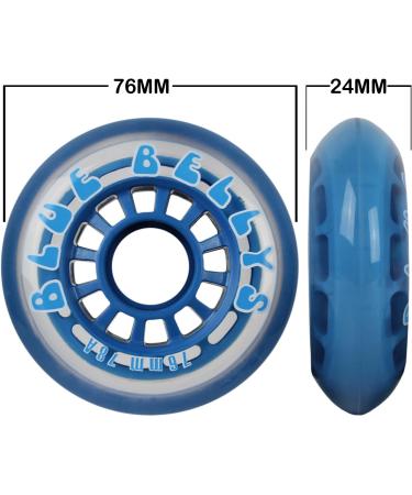 Blue Bellies 8 Inline Skate Wheels 76mm 78a - Clear/Blue | Smooth and Durable - Buy Online on GoSupps.com