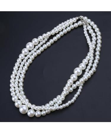 Oralgos Multi-Layer Pearl Choker Necklace for Women | Elegant Imitation Pearls for Weddings Parties & Birthdays - Buy Online on GoSupps.com