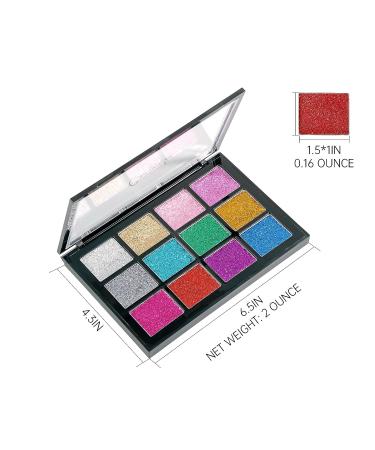 CarMela Glitter Eyeshadow Palette - 12 Colors, High Pigment, Waterproof & Long-Lasting Sparkle Shimmer Glitter Palette - Buy Online on GoSupps.com