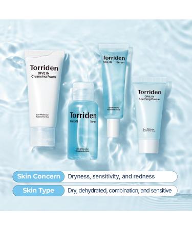 Torriden DIVE-IN Trial Kit | Hyaluronic Acid Skincare Set | Vegan & Hypoallergenic Korean 4-Step Regimen - Buy Online on GoSupps.com
