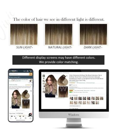 Vivien Clip-in Extensions | Remy Real Hair | 16 Inch Balayage Dark Brown Ombre & Platinum Blonde | 7PCs 120g - Buy Online on GoSupps.com