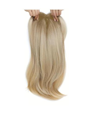 Clip in Bangs 18 In Natural Ombre Brown Blonde Curved Clip Bangs Breathable Realistic Lightweight Daily Wear Fake Fringe Human Hair Toppers for Women Clip in Hair Pieces