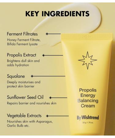BY WISHTREND Propolis Energy Balancing Cream | 10% Propolis Face Care for Oily Skin Improves Skin Barrier Rich in Antioxidant Lightweight Texture Probiotics Moisturizer 1.69 Fl Oz New Package: Propolis Energy Balancing  - Buy Online on GoSupps.com