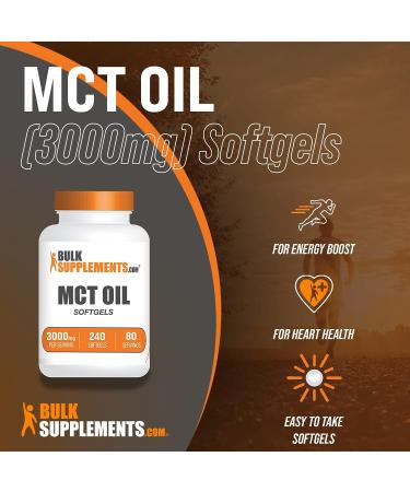 Bulksupplements MCT Oil Softgels - 240 MCT Coconut Oil Capsules - 80-Day Supply - Keto Pills - Buy Online on GoSupps.com