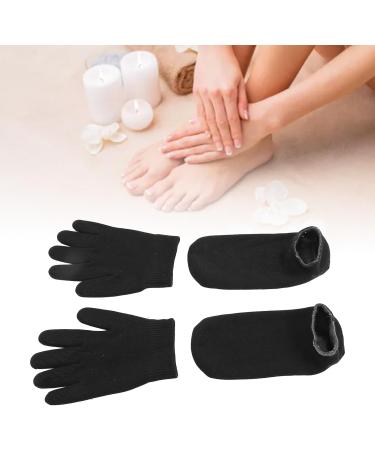 Moisturizing Gloves Gloves Socks Set for Dry Cracked Feet Hands Essential Oil Gel Spa Gloves Socks for Women Men Cotton Material (Black) - Buy Online on GoSupps.com