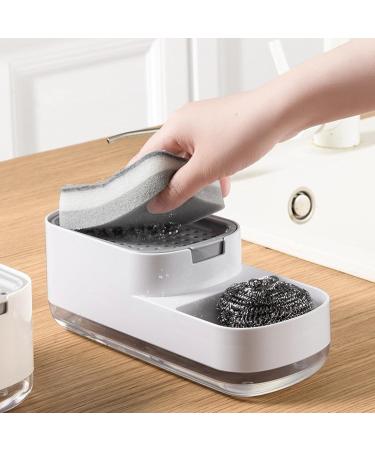 3 Dish Soap Dispenser Soap Dispensing with Sponge Holder for Kitchen Space Saving 2 in 1 Kitchen Accessories for Sponge Wipes Brushes Dishwashing Balls Rags 3 Pcs White - Buy Online on GoSupps.com