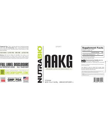 NutraBio Arginine AKG Workout Supplement Powder 500g Helps Support Lean Mass Gains Boost Nitric Oxide and Enhance Muscle Growth - Buy Online on GoSupps.com