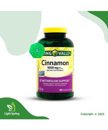 Cinnamon 1000mg Dietary Supplement Capsules 400 Count with Bundle Exclusive Better Ligth&Spring Guide - Buy Online on GoSupps.com