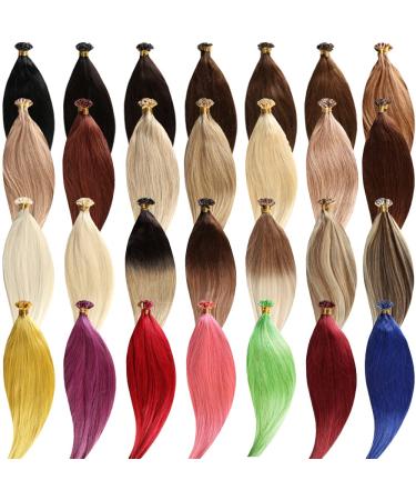 Keratin Bonding Welled Hair Extensions ( # 18 - Naturaschblond - 50 cm -100 strands - 1G - Wavy) 100% Remy hair extensions real hair extension micro ring remy quality very easy to use 100 strands - 50cm - 1G (total 100g) # 18 -Natural