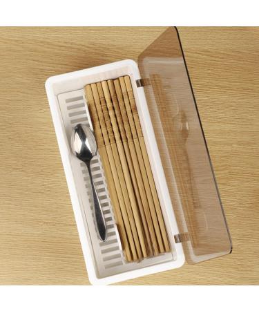 Fruusv Kitchen cutlery organizer transparent tray for kitchen utensils efficient transparent lid with built-in drainer for home - Buy Online on GoSupps.com