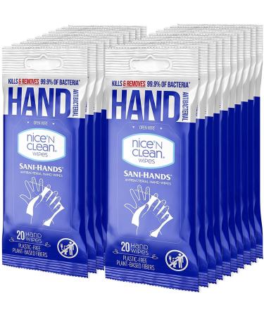 Nice 'N Clean Sensitive Skin Wet Hand Wipes Infused with Aloe & Vitamin E Blue 400 Count Blue 20 Count (Pack of 20)