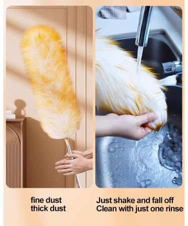 FCSHFC Woolen Duster with Extension Pole Flexible Head Bendable Dusters for Cleaning Washable Reusable Feather Duster for Office Home and Car Etc Brown - Buy Online on GoSupps.com