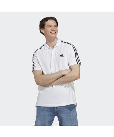 Buy adidas Men's 3-Stripes Polo Shirt - XXL White/Black | Essentials Piqu Embroidered Small Logo | International Shipping Available - Buy Online on GoSupps.com