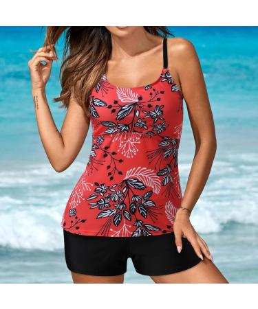 Tummy Control Swimsuits for Women Sale Clearance Two Piece Swimsuit Ruffled Tankini Set Tank with High Waisted Bottom Bathing Suit Ladies Tummy Control Sports Swimwear Beach Wear 3849-xdgde-g-red L - Buy Online on GoSupps.com