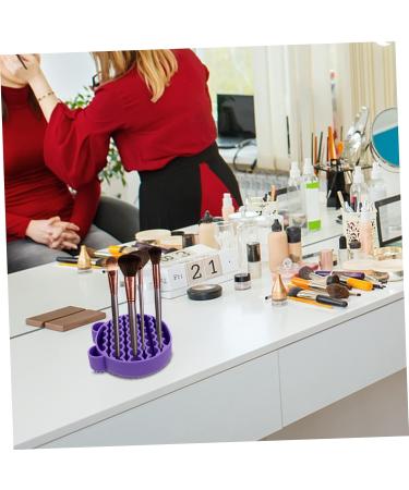 Ipetboom 2 1 Makeup Brush Cleaning Pad Scrubber Silicone Makeup Brush Silicone Holder 2 in 1 Brush Cleaner Pad Makeup Brush Holder Brush Storage Holder Silicone Brush Cleaner 11X10cm Purple - Buy Online on GoSupps.com