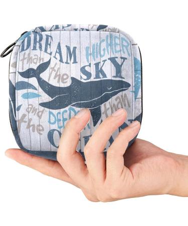 Whale On Wood Board Period Bag - Dream Higher Sanitary Napkin Storage for Women & Girls | Portable Menstrual Cup Holder - Buy Online on GoSupps.com