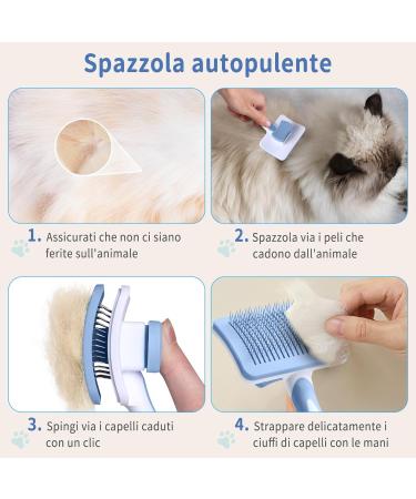 Vinabo Self-Cleaning Dog & Cat Brush - Perfect for Long & Short Haired Pets - Remove Undercoat Effortlessly - Blue - Buy Online on GoSupps.com