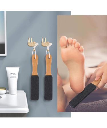 2-Piece Foot File Callus Remover Set with Wooden Handle - Professional Pedicure Scrubber for Dead Skin Removal - Buy Online on GoSupps.com