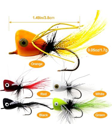 Ghanneey Fly Fishing Poppers Dry Flies Lures - 10pcs Fly Fishing Tying Tools for Bass, Trout, Salmon - Flies Making Accessories for Panfish & Bluegill - Buy Online on GoSupps.com