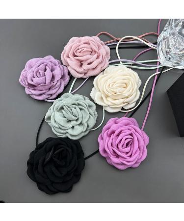 SOUTHJIELING Delicate Camellia Choker - Fashion Flower Necklace | Long Cord Design for Parties & Birthdays - Black - Buy Online on GoSupps.com
