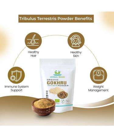 Organic Terrestris Powder/Gokhru - Ayurvedic Herb Free from Fillers & Preservatives - 100g UK Organic Certified - Herbal Magic - Buy Online on GoSupps.com