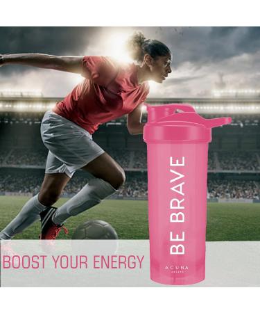 Be Brave Protein Shaker Bottle 700ml - 2 Pack BPA-Free Mixer Ball & Airtight Lid for Smooth Shakes - Pink - Buy Online on GoSupps.com