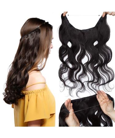 Tess hair parts real hair extensions cheap 1 pcs remy hair extension with wire hair extensions wavy 20 "(50cm) -70g #1b natural black