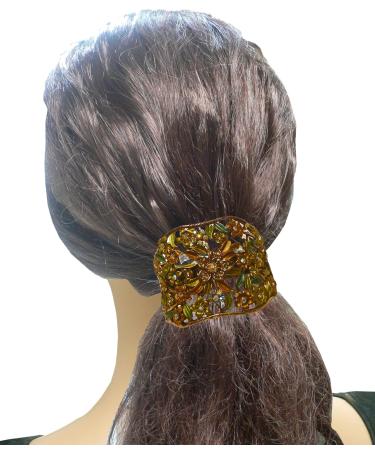 Crystal Flower Hair Holder Ponytail Barrettes Set of 3 - Blue, Rose, Brown | JCGY YY86900-5-3 - Buy Online on GoSupps.com