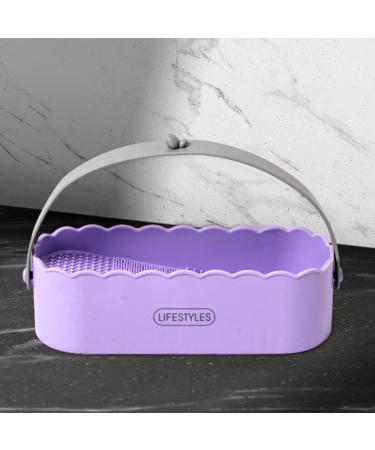 3 in 1 Makeup Brush Cleaner Bowl Hanging Basket Storage Holder Multifunction Bathroom Brush Cleaning Tool violet - Buy Online on GoSupps.com