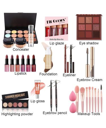 FantasyDay Multifunctional Makeup Gift Set - Complete Cosmetics Kit for Face Eyes & Lips | Eyeshadow Palette Lipstick Rouge Mascara & Brush - Perfect for Every Occasion - Buy Online on GoSupps.com