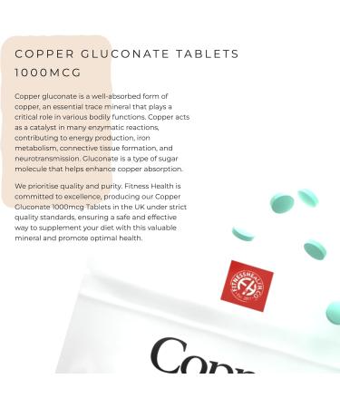 Fitness Health Copper 1MG 120 Tablets - Vegan Copper Gluconate Supplement - Buy Online on GoSupps.com