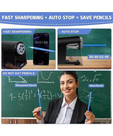 Heavy Duty Electric Pencil Sharpener  6 Holes  AFMAT Classroom Pencil Sharpener for 6-11mm Pencils  Auto Stop  Super Fast  Never Eat Pencils  School Teacher Must Have Pencil Sharpeners Plug in  Black - Buy Online on GoSupps.com