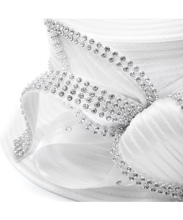 Forbusite Church Kentucky Dress Derby Hat for Women - White Sd707 - Buy Online on GoSupps.com