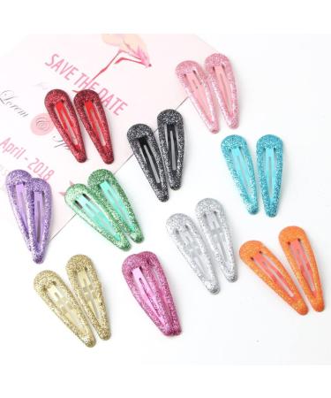ZEVONDA Glitter Hair Snap Clips - Colorful Sequin Barrettes for Toddlers, Kids, Girls & Women - Pink (Pack of 12) - Buy Online on GoSupps.com