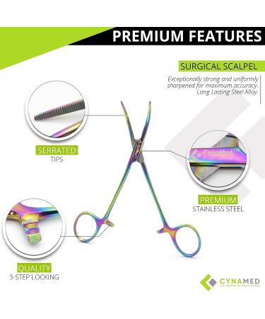 Cynamed Set of 2 Rainbow Stainless Steel Hemostat Forceps - 5 inch Small Pliers - Buy Online on GoSupps.com