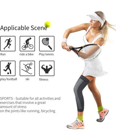 Compression Leg Sleeves for Men and Women - Black Large (1 Pair) | Full Leg Protection for Basketball, Arthritis, Cycling, Football | Reduce Varicose Veins and Swelling - Buy Online on GoSupps.com