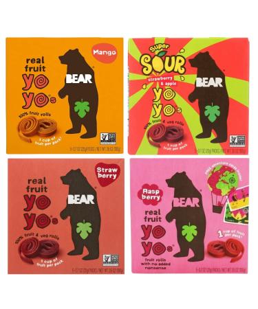 BEAR - Real Fruit Yoyos Variety Pack (4 Pack) In Sanisco Packaging.