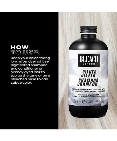 BLEACH LONDON Silver Shampoo - High Pigmented Ashy Silver Rinse - Vegan & Cruelty-Free - Color Depositing Toning Formula - 8.45 fl oz - Buy Online on GoSupps.com