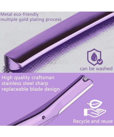 Premium Eyebrow Razors for Men & Women | Dermaplaning Tools with Non-Slip Silver Diamond Handle | Stainless Steel Purple Eyebrow Trimmer - Buy Online on GoSupps.com