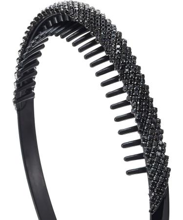 Shop Elegant Black Rhinestone Cluster Hair Headband | Sparkling Rhinestones for Every Occasion - Buy Online on GoSupps.com