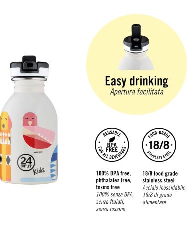 24Bottles Kids Drinking Bottle - 250ml Stainless Steel Airtight Italian Design for Children | Perfect for School & Kindergarten - Buy Online on GoSupps.com