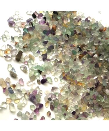 BIKHYY 500g Fluorite Gravel Rocks Bulk Crushed Stones Crystal Pebbles Natural Aquarium Gravel Decorative Polished Stone for Fountain Vase Filler Planters Decorative