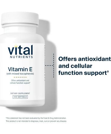 Vital Nutrients Vitamin E with Mixed Tocopherols - Potent Antioxidant Vitamin E And Antioxidant Supplements - 100 Softgels - Buy Online on GoSupps.com