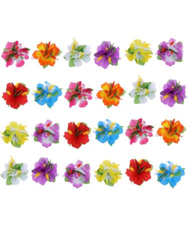 24 Multicolor Hawaiian Hibiscus Flower Hair Clips for Girls & Women - Beach Wedding Party Accessories - Buy Online on GoSupps.com