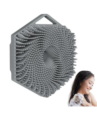 Scalp massage device-Hexagon silicone scalp massage device Shampoo brush |Silicone head massage and hair cleaning silicone-face scrubber for adults men children gray