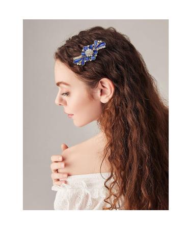 4pcs Vintage Flower Design Glitter Rhinestone Hair Clips - Elegant Metal Hair Accessories for All Occasions - Buy Online on GoSupps.com