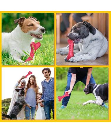 Peteast Dog Toys Durable Dog Chew Toys for Aggressive Chewers Bacon Flavored Tough Natural Rubber & Teeth Cleaning Chewing Bones for Large/Medium/Small Dogs - Buy Online on GoSupps.com