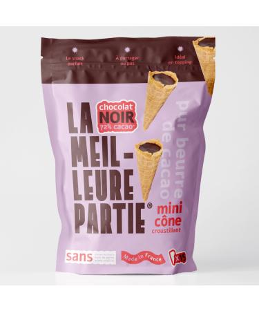The Best Part® - Mini Crispy Cone Filled with 72% Dark Chocolate Cocoa | Vegan | Sustainable Cocoa and Palm Oil Free | Made In France
