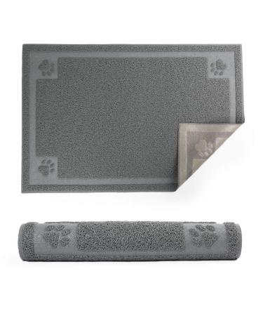 PrimePets Dog Food Mat, Waterproof Pet Feeding Mat for Water Bowls, XL (35" x 24") or L (24" x 16") Cat Litter Mat, Non Slip, Grey XL-35"x24"