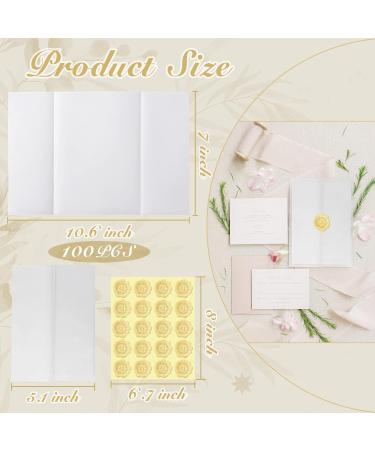 100 Pack Pre-Folded Vellum Jackets for 5x7 Invitations - Transparent Wedding Invitation Wraps for Baby Shower, Birthday Party, Postcards, Photos - Kraft Vellum Cover for Scrapbook - Buy Online on GoSupps.com